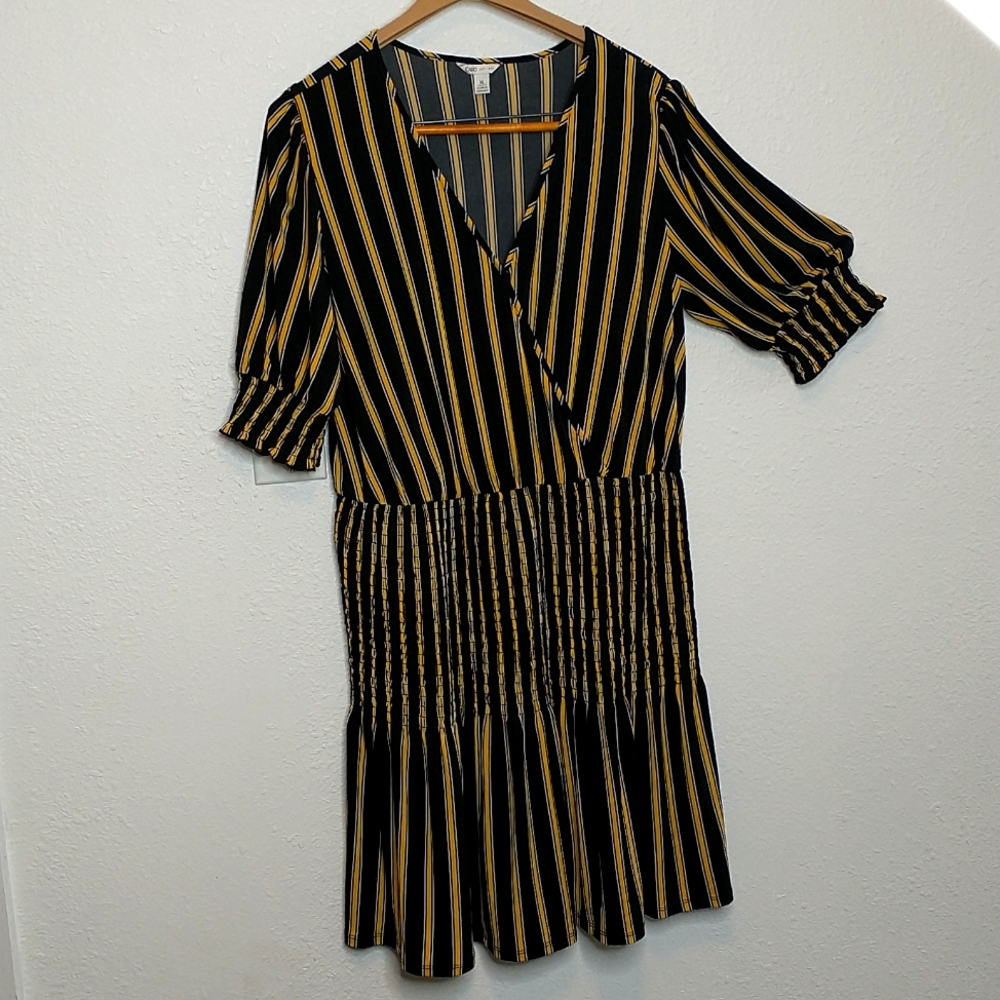 Cato Est 1946 Yellow and Black striped dress size large - Picture 1 of 5